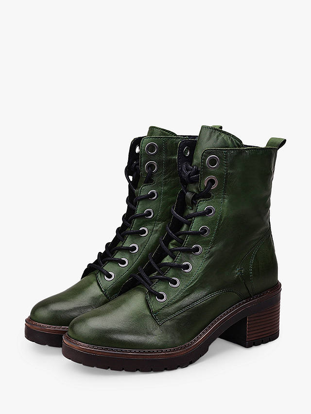 Moda in Pelle Bellzie Lace Up Leather Ankle Boots, Green
