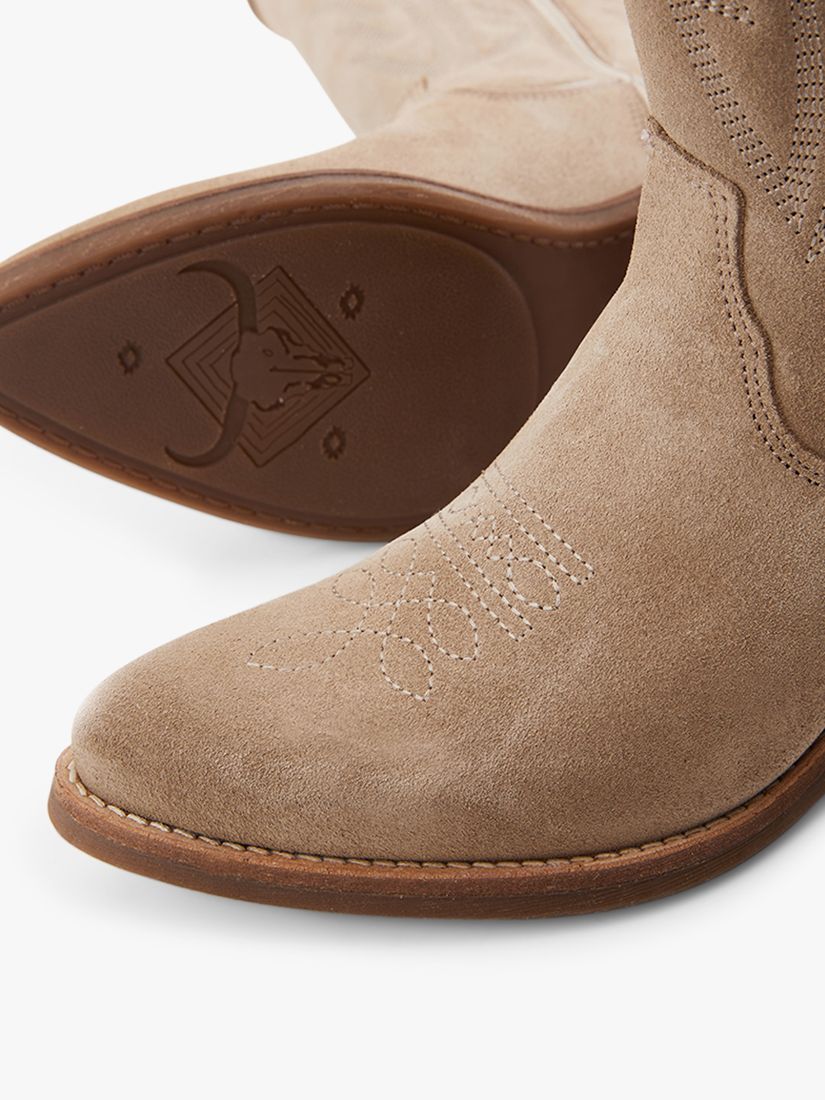 Moda in Pelle Fanntine Suede Cowboy Boots, Stone, 3