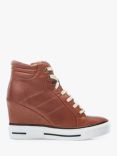 Moda in Pelle Grainger Leather Wedge Trainers, Tan