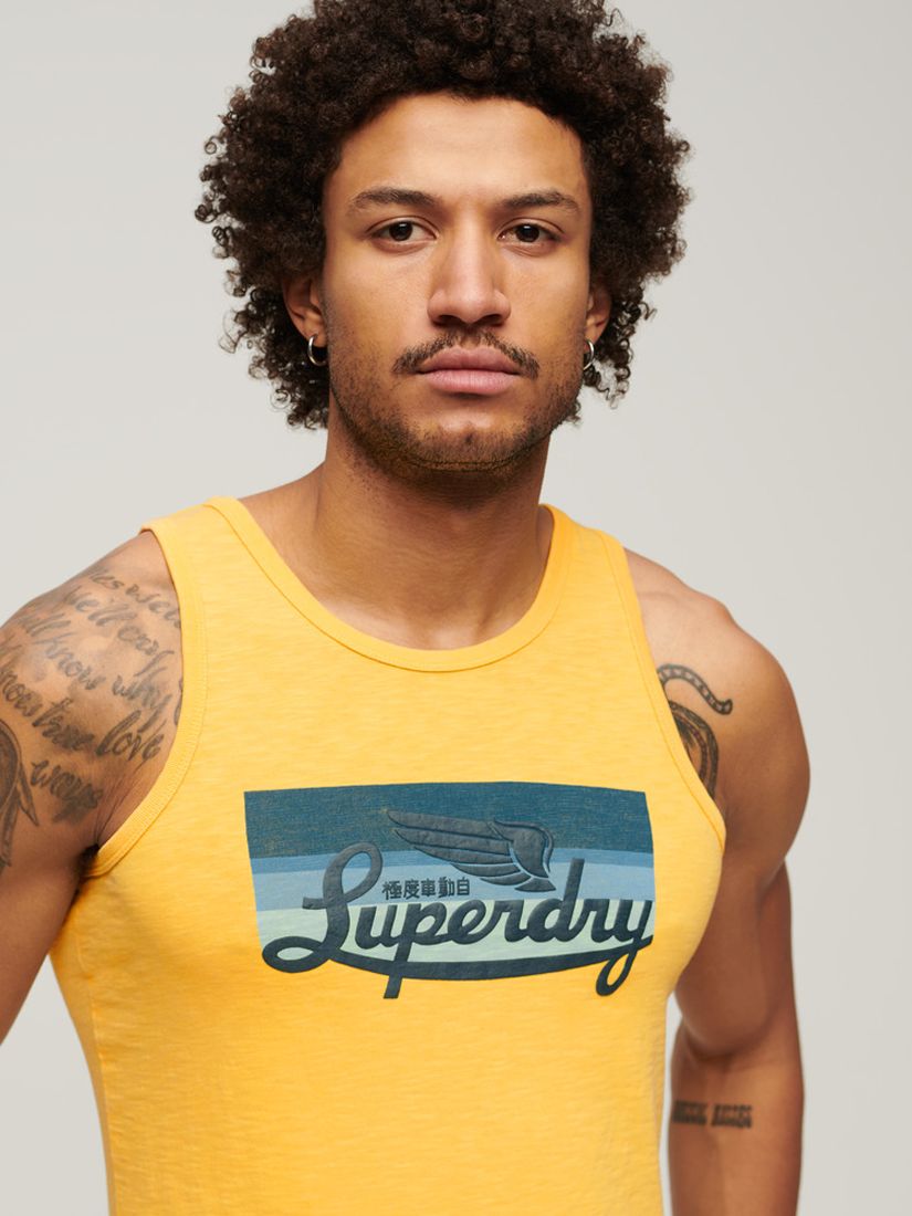 Buy Superdry Cali Striped Logo Vest, Samoan Sun Yellow Online at johnlewis.com