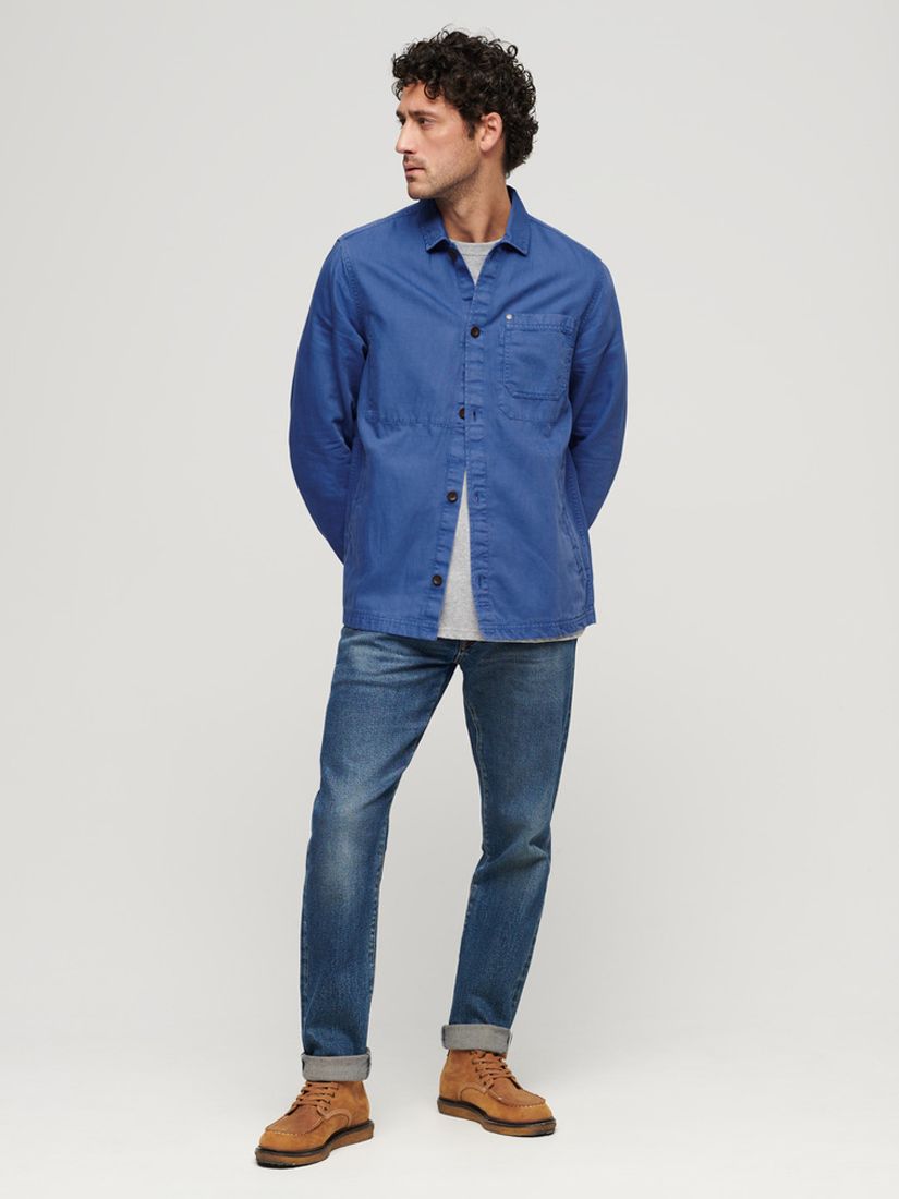 Superdry Merchant Linen Blend Overshirt, True Blue, XL