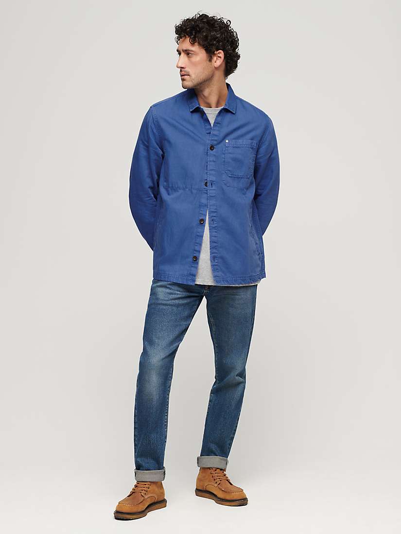Buy Superdry Merchant Linen Blend Overshirt, True Blue Online at johnlewis.com