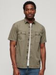 Superdry Military Organic Cotton Short Sleeve Shirt, Light Khaki Green
