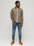 Superdry Military Organic Cotton Short Sleeve Shirt, Light Khaki Green