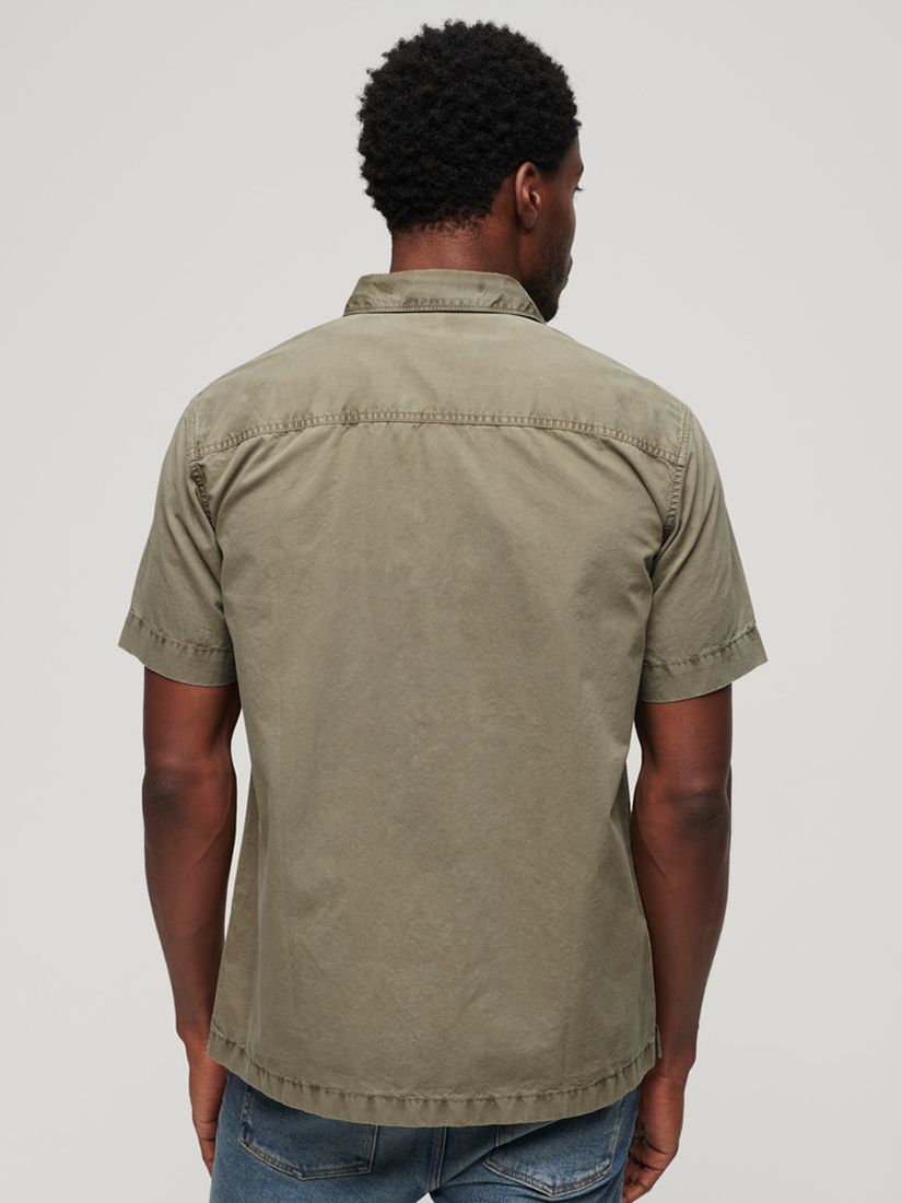 Buy Superdry Military Organic Cotton Short Sleeve Shirt, Light Khaki Green Online at johnlewis.com