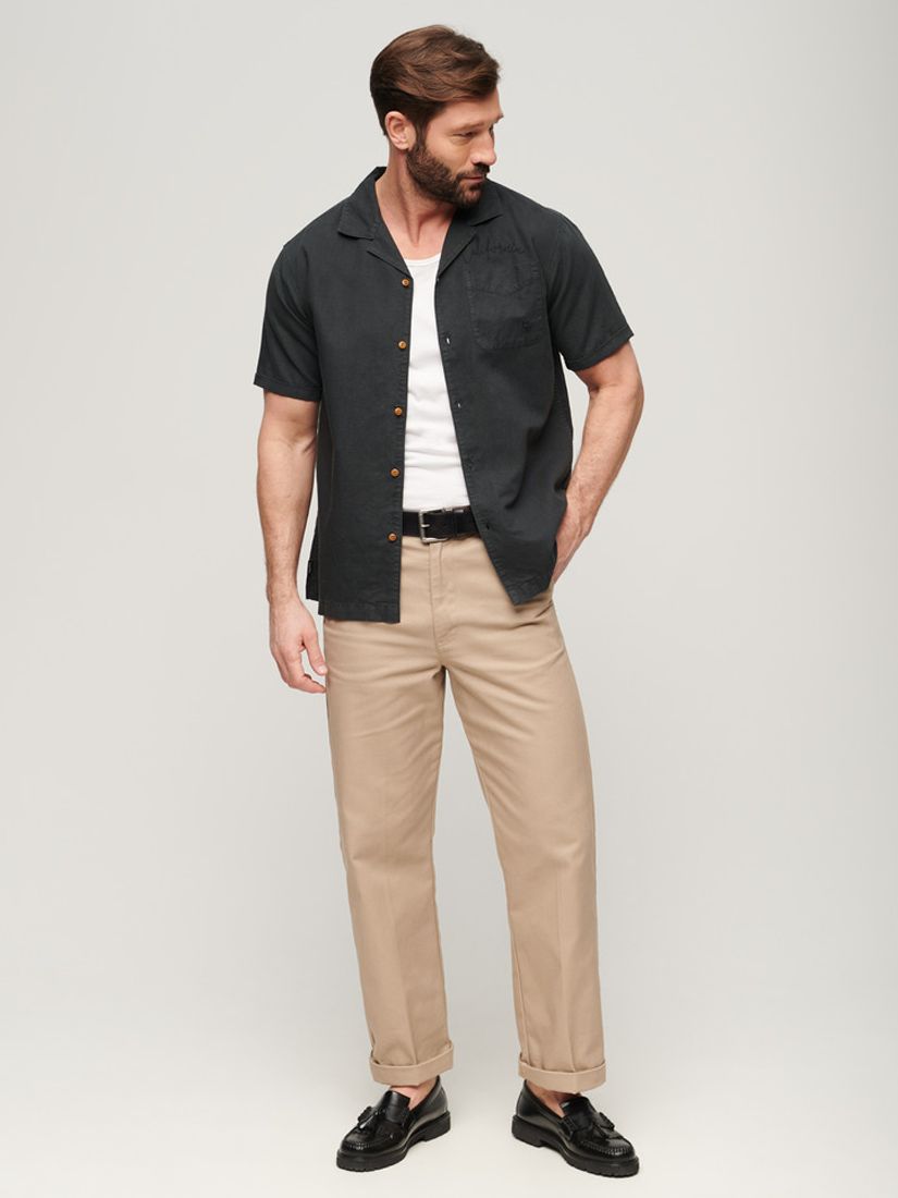 Buy Superdry Resort Linen Blend Short Sleeve Shirt, Washed Black Online at johnlewis.com