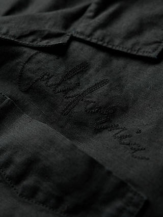 Superdry Resort Linen Blend Short Sleeve Shirt, Washed Black