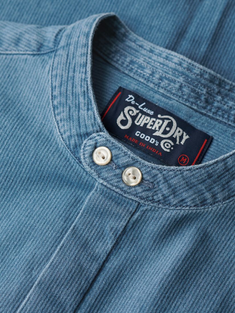 Buy Superdry Merchant Grandad Collar Shirt, Heavy Wash Online at johnlewis.com