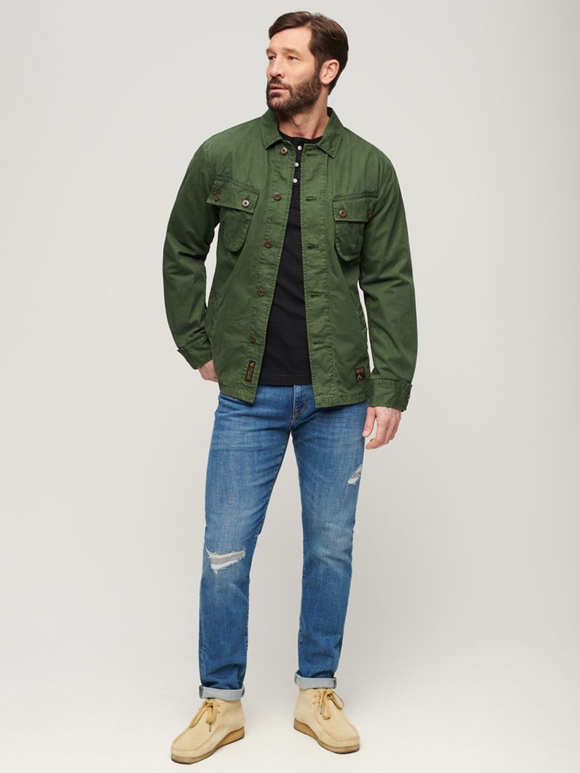 Superdry Military Overshirt Jacket, Army Green at John Lewis & Partners