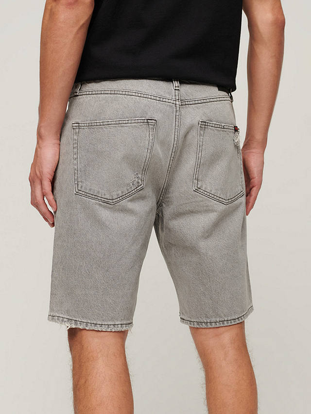 Superdry Straight Denim Shorts, Washed Grey