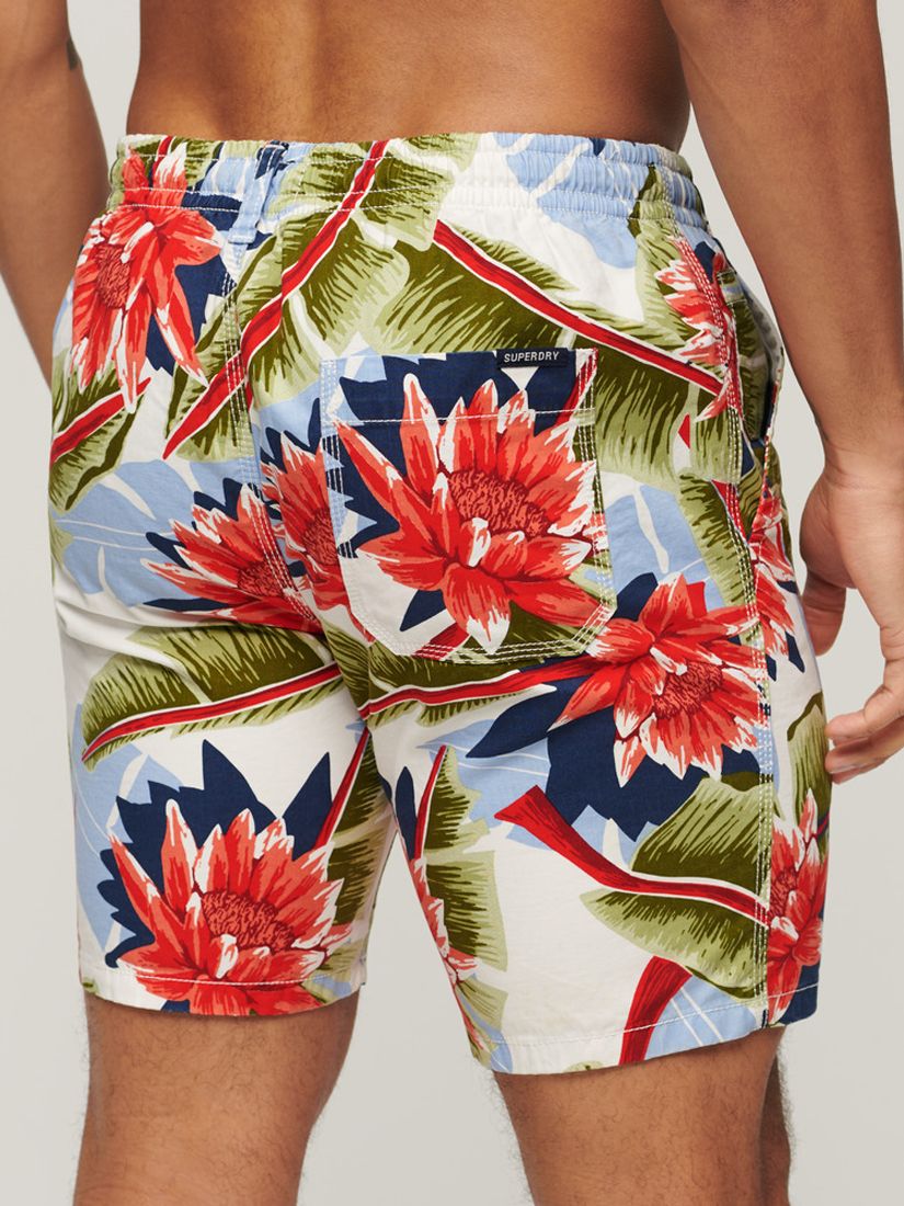 Superdry Floral Print Bermuda Shorts, Optic Banana Leaf, M