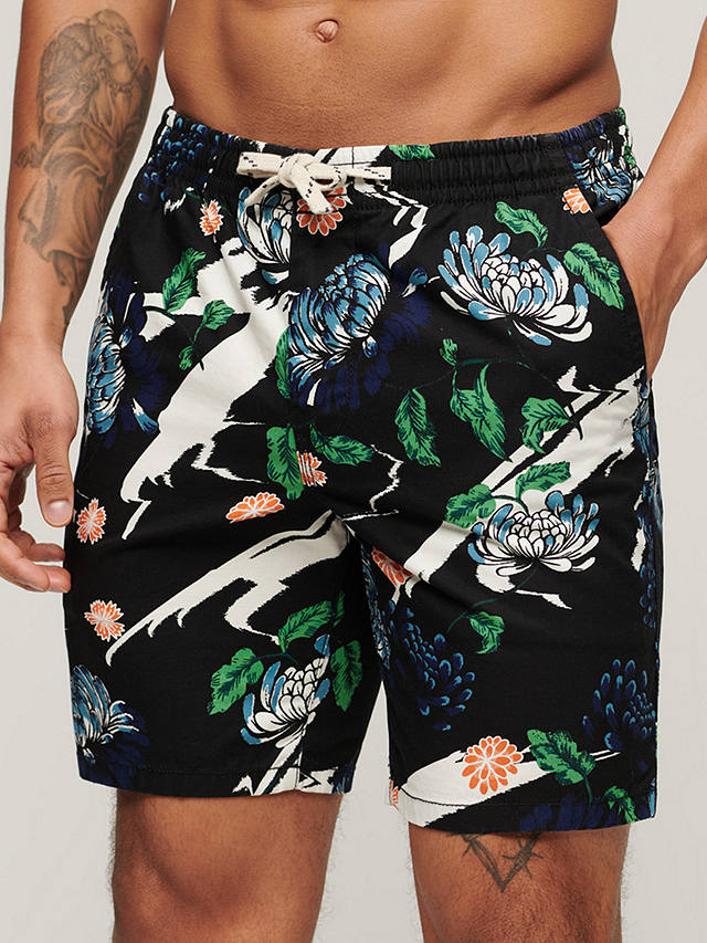 Superdry Floral Print Bermuda Shorts, Aya Black/Multi