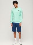 Superdry Essential Logo Jersey Cotton Shorts, Pilot Mid Blue