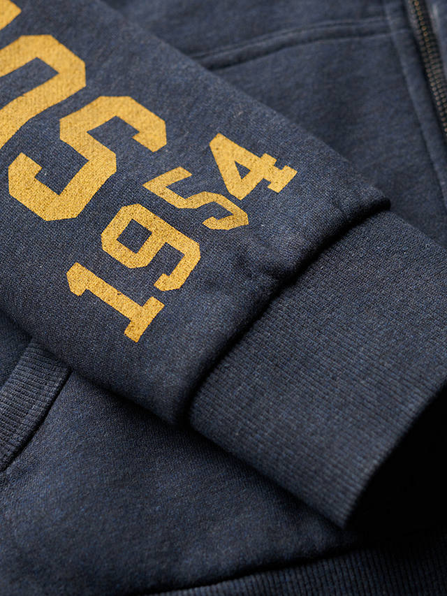 Superdry Athletic College Graphic Zip Hoodie, Trench Navy Marl