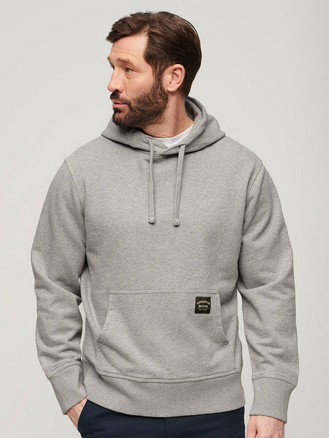 Superdry Contrast Stitch Relaxed Overhead Hoodie, Washed Grey Marl
