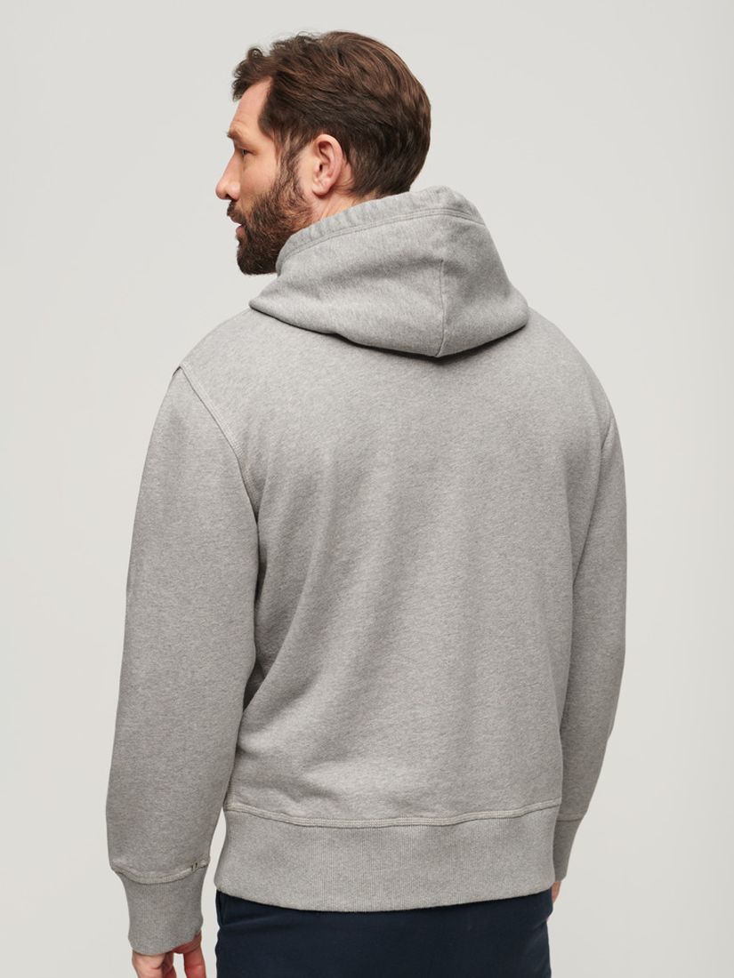 Superdry Contrast Stitch Relaxed Overhead Hoodie, Washed Grey Marl, XL