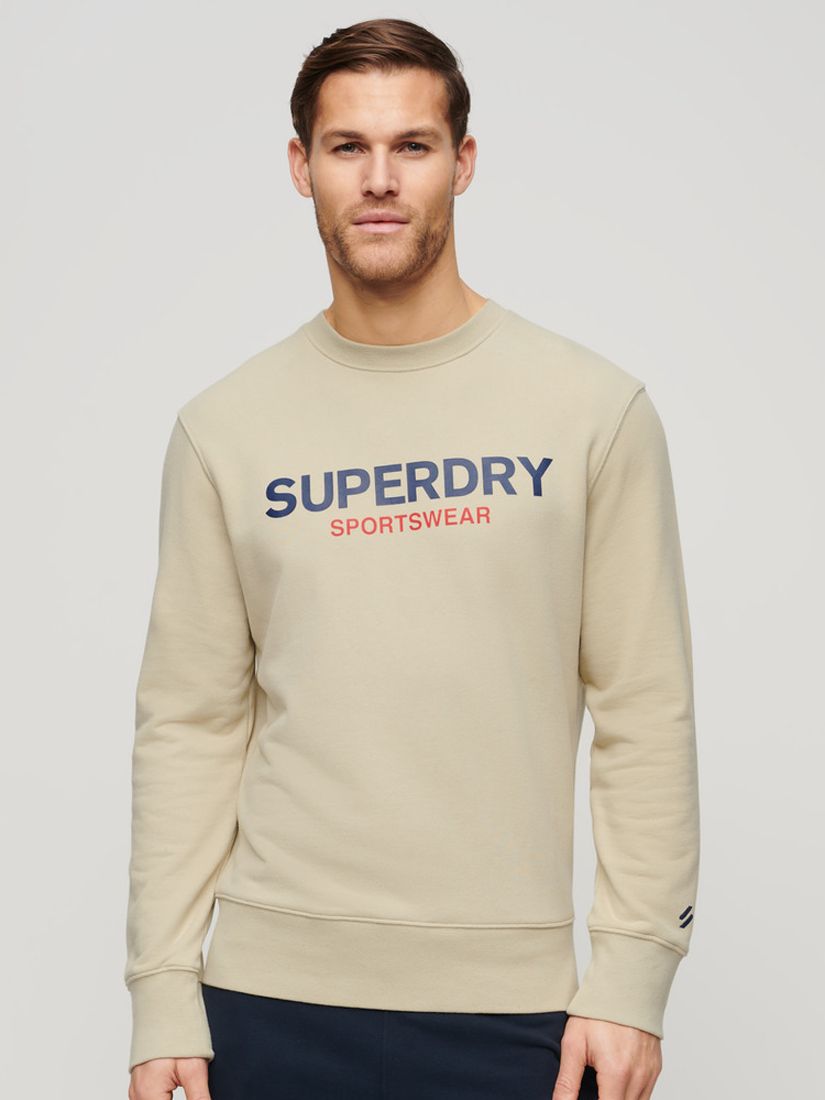 Superdry Sportswear Logo Loose Crew Sweatshirt, Pelican Beige, XXL