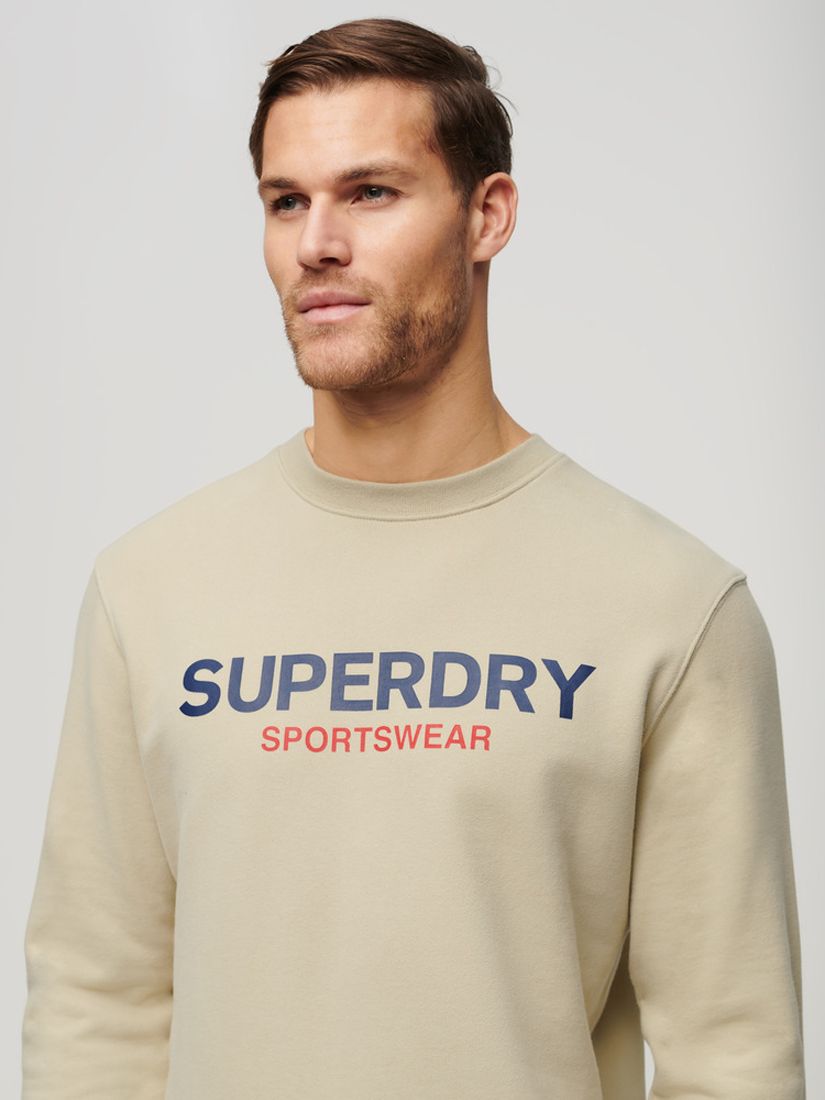 Superdry Sportswear Logo Loose Crew Sweatshirt, Pelican Beige, XXL