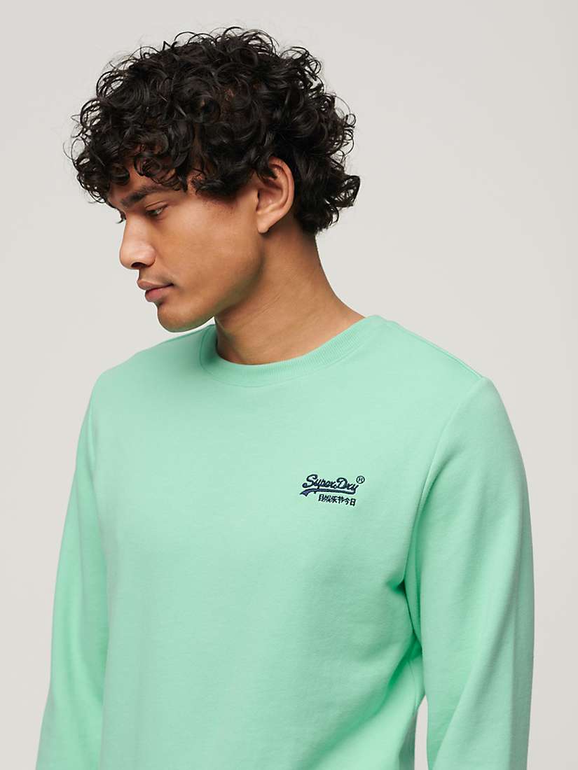 Buy Superdry Essential Logo Slim Fit Sweatshirt, Spearmint Green Online at johnlewis.com