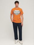 Superdry Gasoline Workwear T-Shirt, Rust Orange