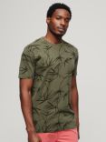 Superdry Vintage Overdyed Bamboo Print T-Shirt, Olive Green/Black