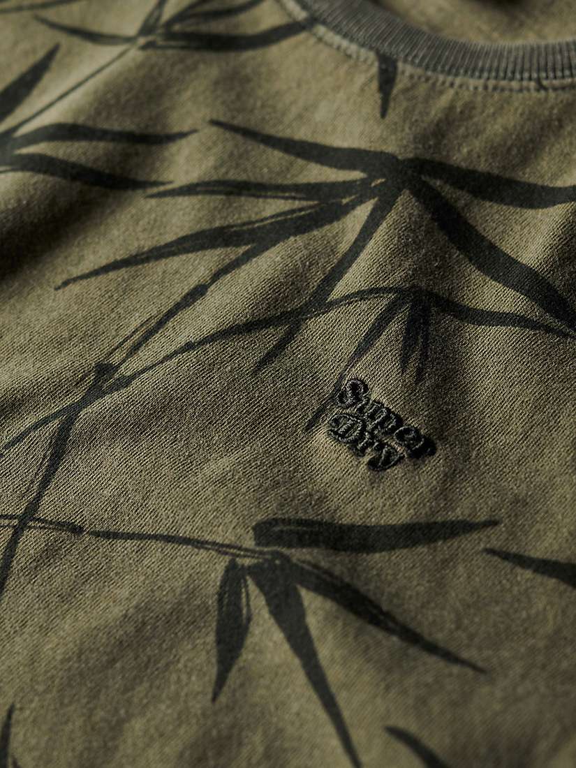 Buy Superdry Vintage Overdyed Bamboo Print T-Shirt, Olive Green/Black Online at johnlewis.com