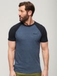 Superdry Organic Cotton Essential Logo Baseball T-Shirt, Navy Marl/Navy