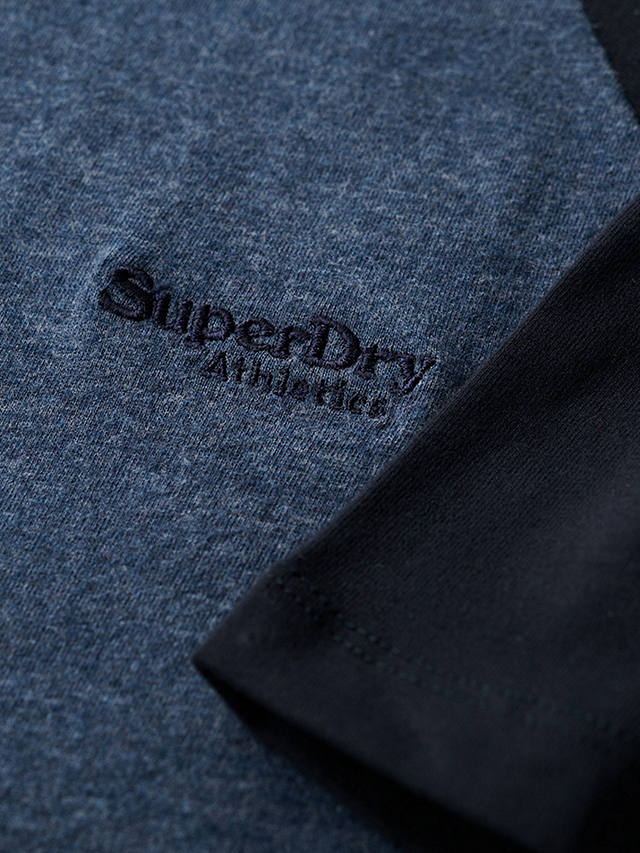Superdry Organic Cotton Essential Logo Baseball T-Shirt, Navy Marl/Navy