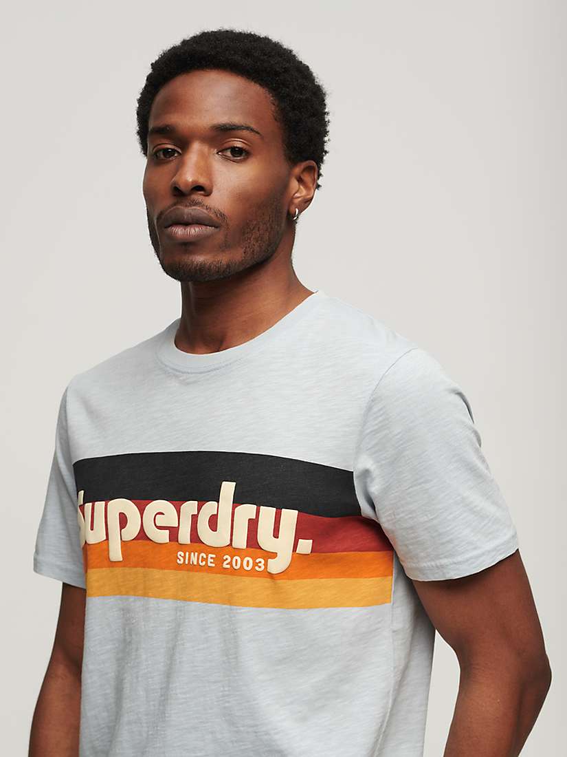 Buy Superdry Cali Striped Logo T-Shirt, Sea Salt Blue/Multi Online at johnlewis.com
