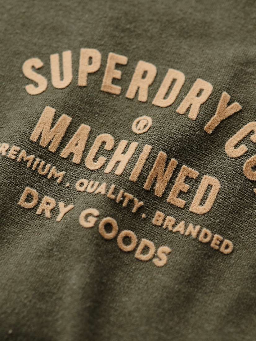 Buy Superdry Workwear Flock Graphic T-Shirt, Khaki Marl Online at johnlewis.com