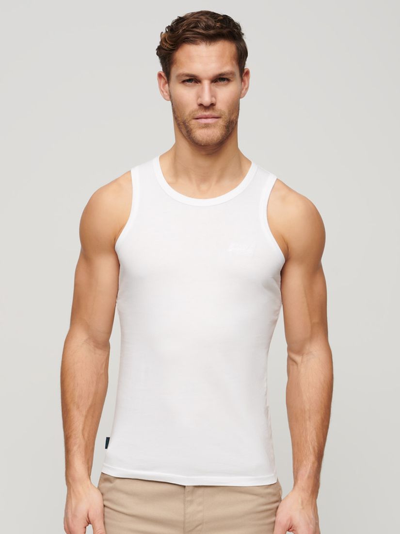 Superdry Essential Organic Cotton Logo Vest Top, Optic, XL