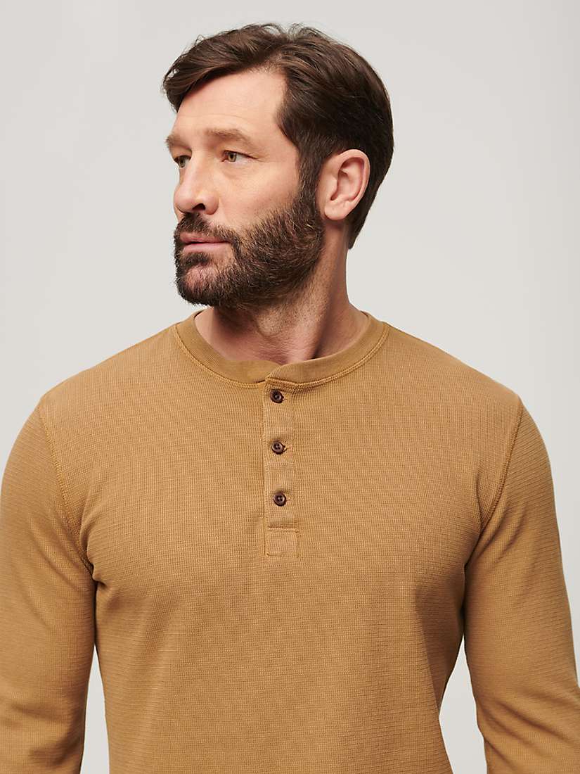 Buy Superdry Relaxed Fit Waffle Cotton Henley Top Online at johnlewis.com