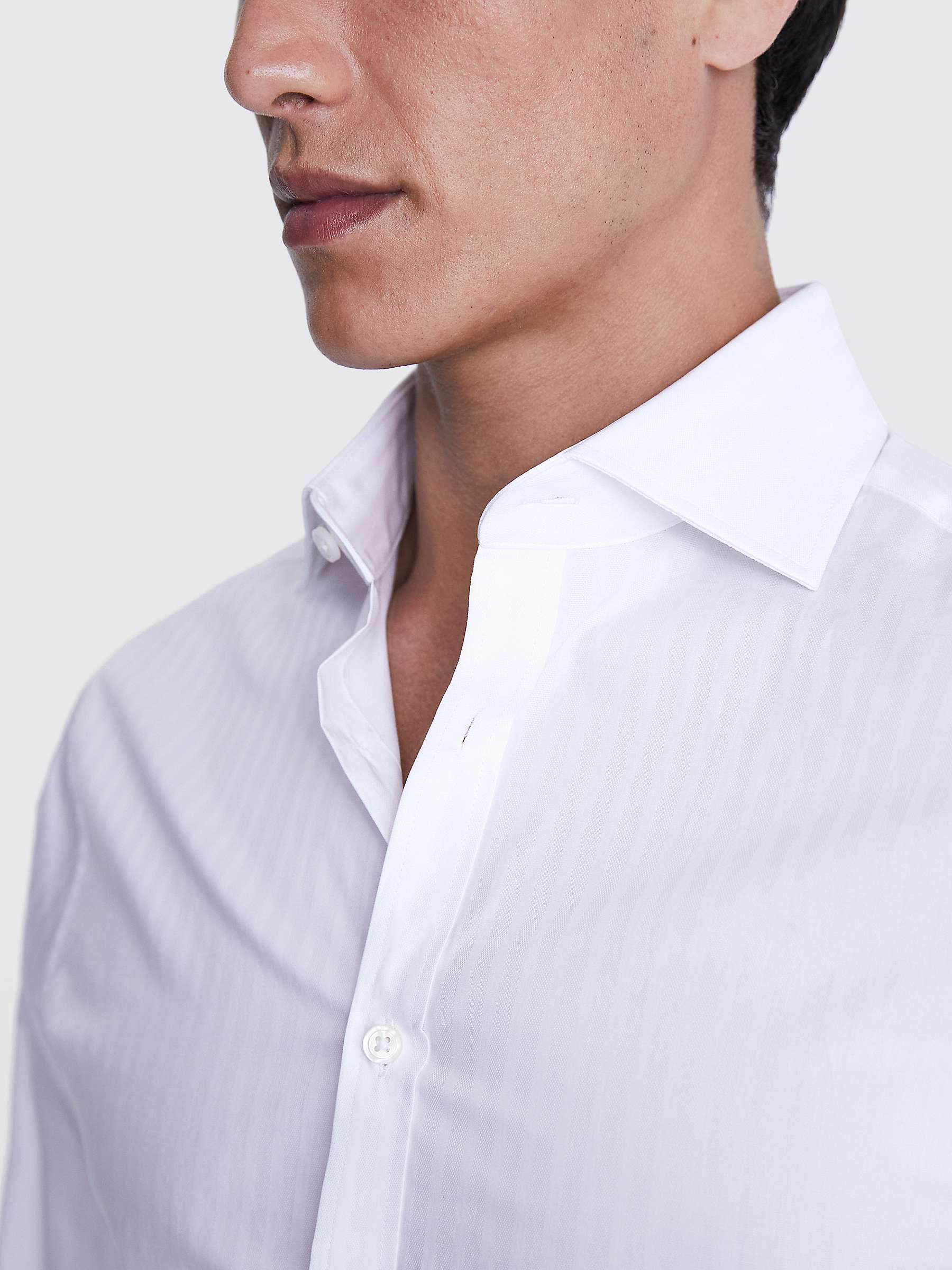 Buy Moss Slim Fit Self Stripe Shirt, White Online at johnlewis.com