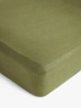 John Lewis Comfy & Relaxed Washed Linen Deep Fitted Sheets, Avocado Green