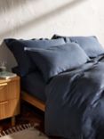 John Lewis Comfy & Relaxed Washed Linen Deep Fitted Sheets, Denim Blue