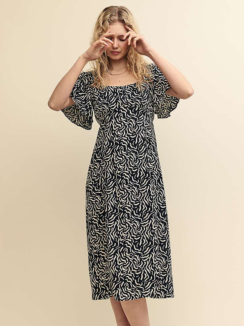Buy Nobody's Child Dee Dee Amber Squiggle Print Midi Dress, Black/Multi Online at johnlewis.com