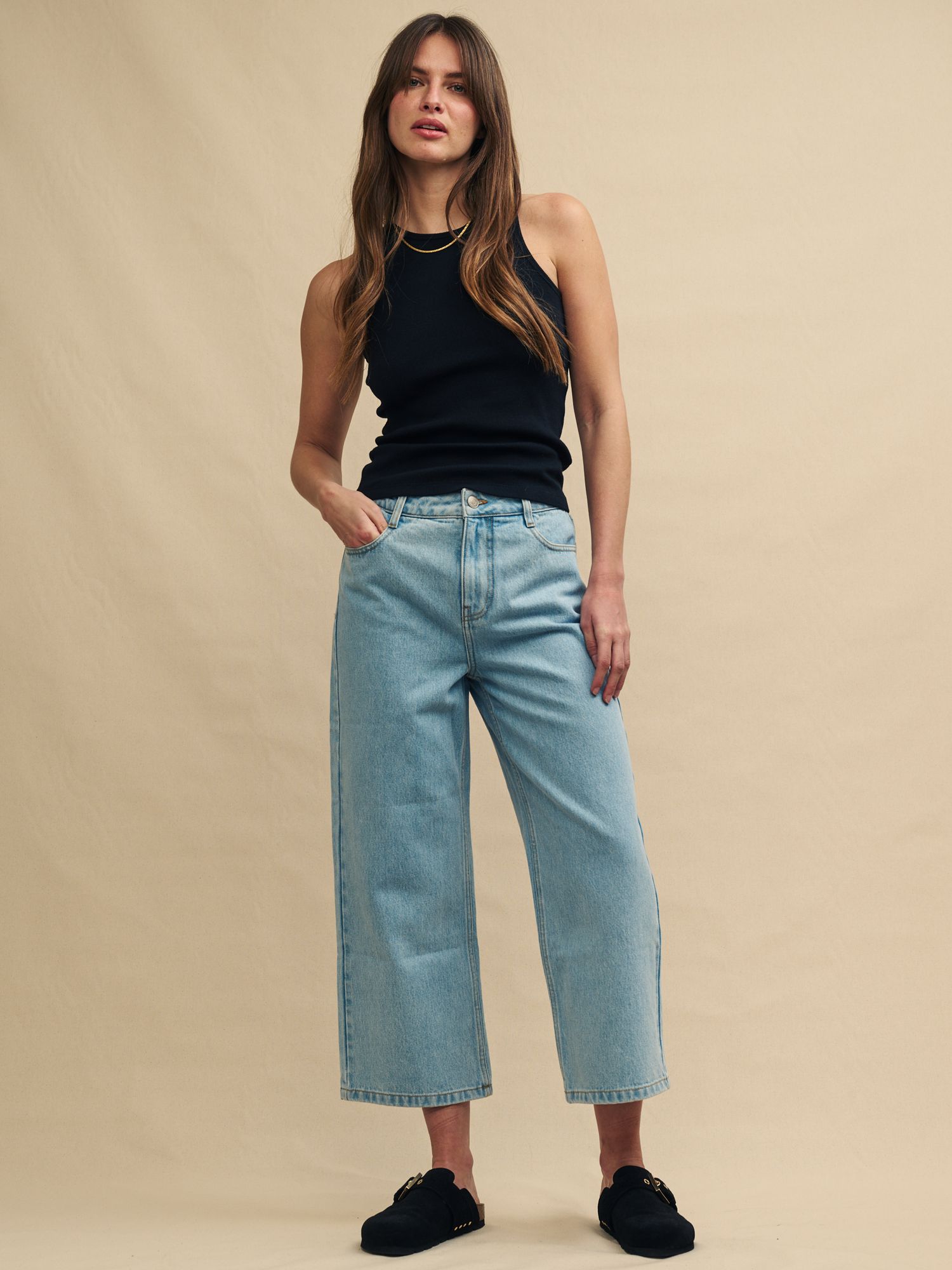 Nobody's Child Cropped Wide Leg Jeans, Blue at John Lewis & Partners
