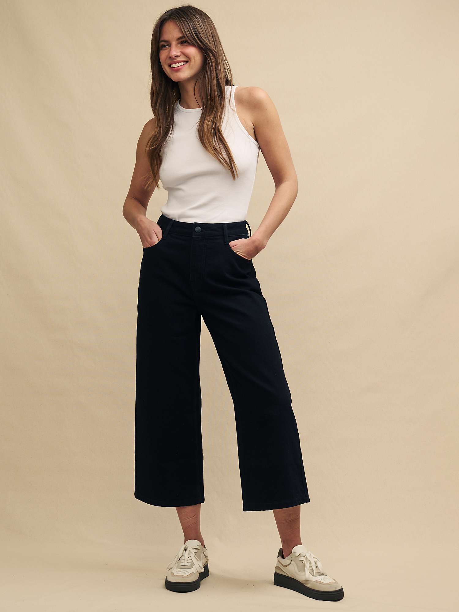 Buy Nobody's Child Cropped Wide Leg Jeans, Black Online at johnlewis.com