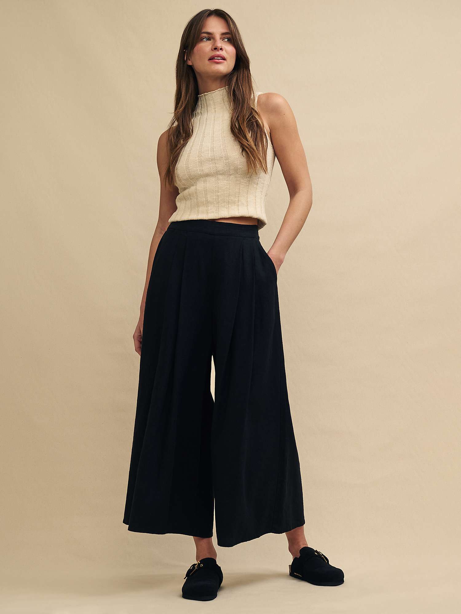 Buy Nobody's Child Zeena Linen Blend Cropped Trousers, Black Online at johnlewis.com