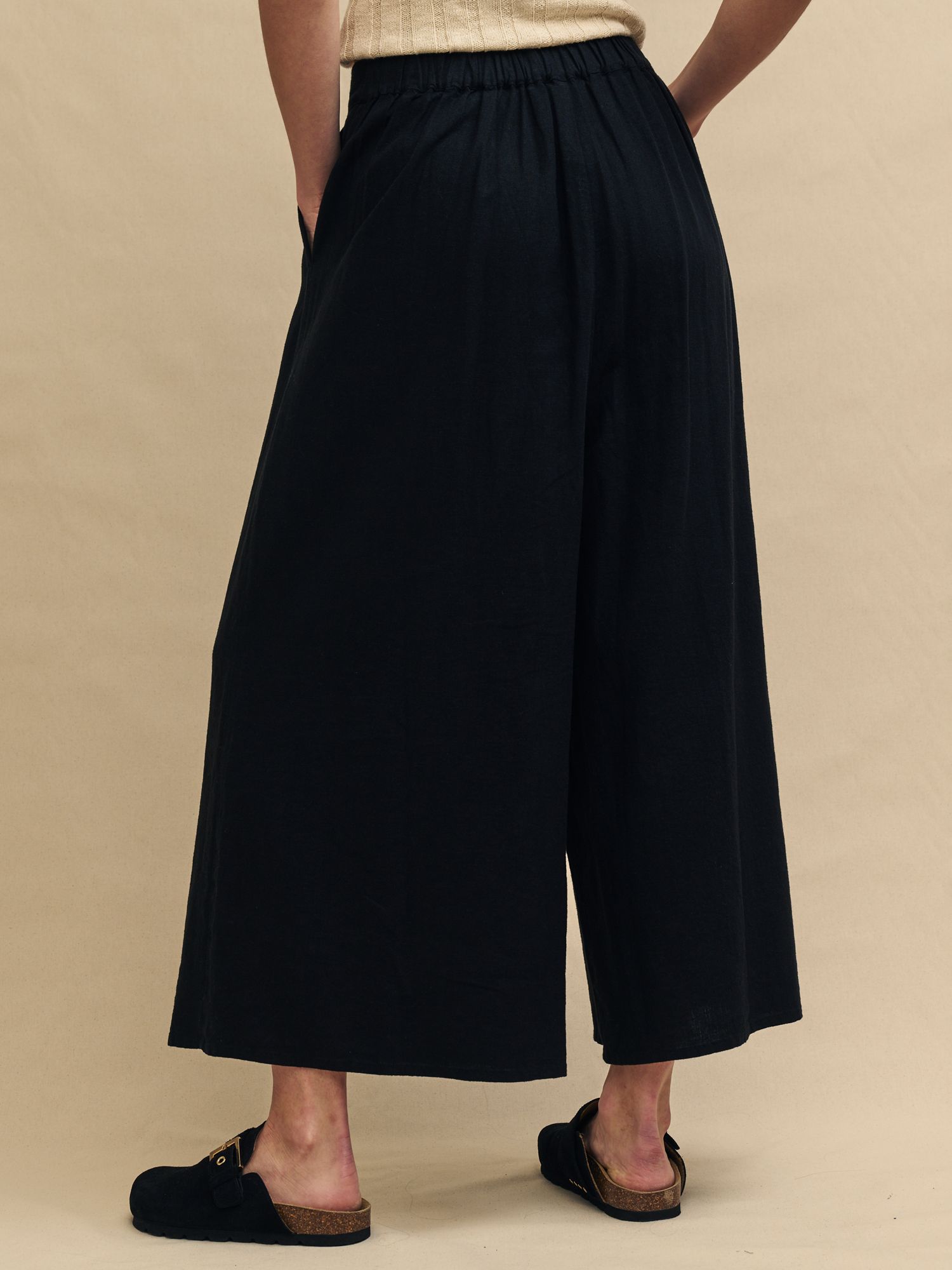Buy Nobody's Child Zeena Linen Blend Cropped Trousers, Black Online at johnlewis.com