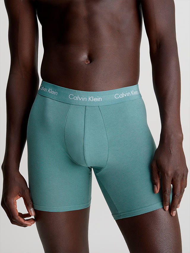 Calvin Klein Logo Boxer Briefs, Pack of 3, Blue/Arona/Green