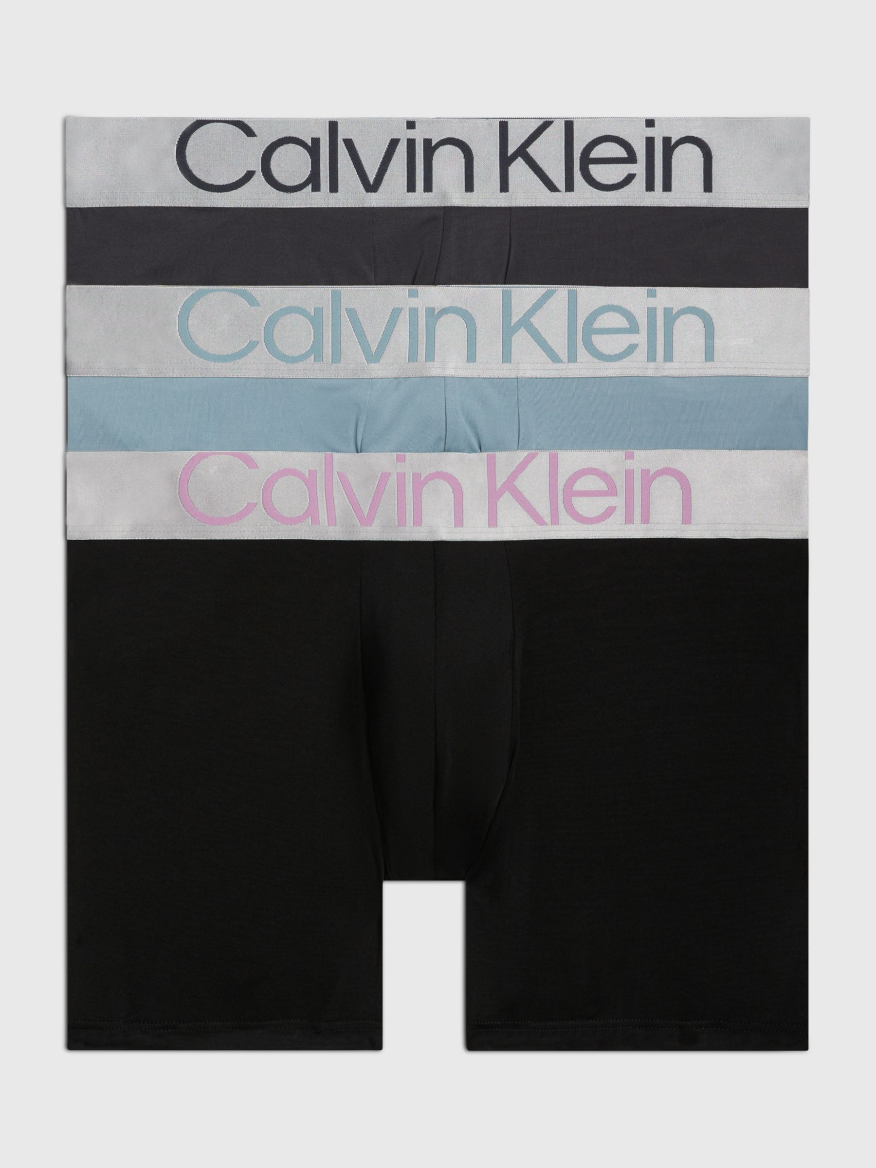 Calvin Klein Coloured Logo Boxer Briefs, Pack of 3, Grey/Black, L