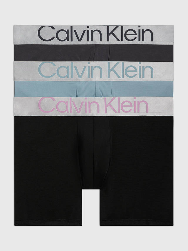 Calvin Klein Coloured Logo Boxer Briefs, Pack of 3, Grey/Black