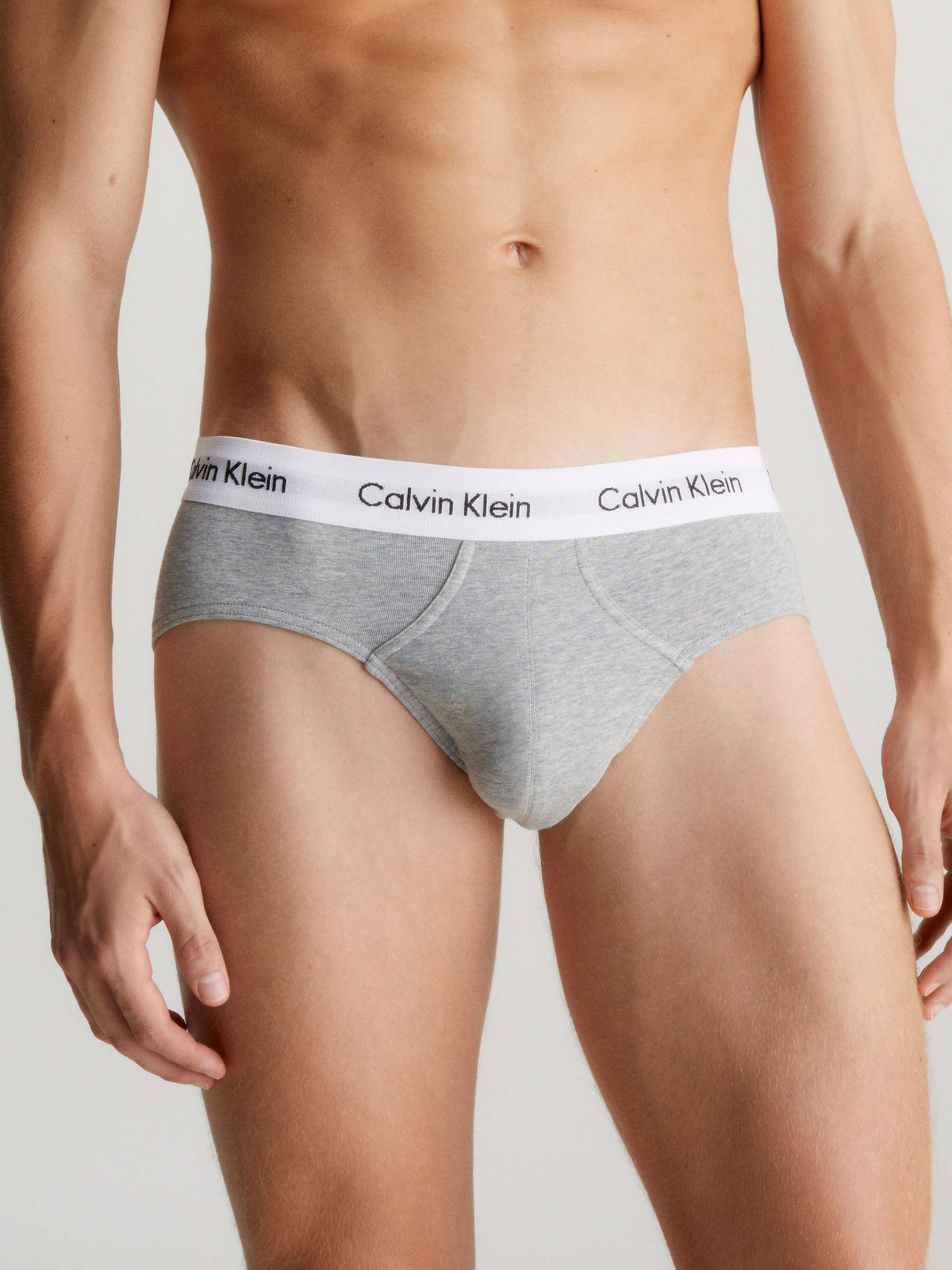 Buy Calvin Klein Cotton Stretch Hip Briefs, Pack of 3, Grey/Chesapeake/Jewel Online at johnlewis.com