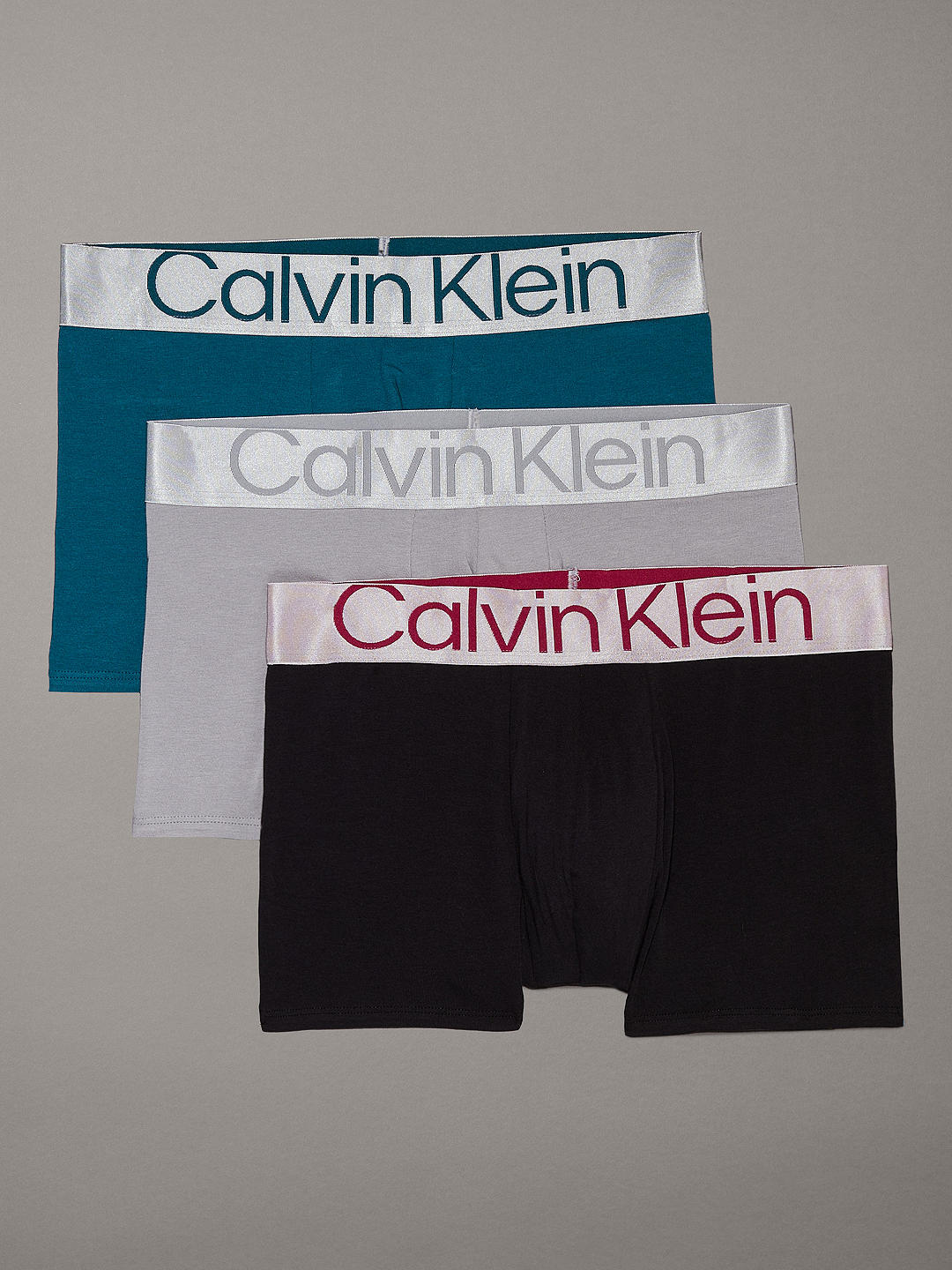 Calvin Klein Classic Trunks, Pack of 3, Black/Green/Multi