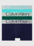 Calvin Klein Classic Trunks, Pack of 3, Blue/Green/Teal