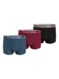 Calvin Klein Plain Logo Trunks, Pack of 3, Blue/Red/Black