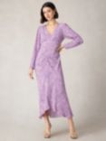 Ro&Zo Petite Geo Print Ruched Front Midi Dress, Purple/Multi, Purple/Multi