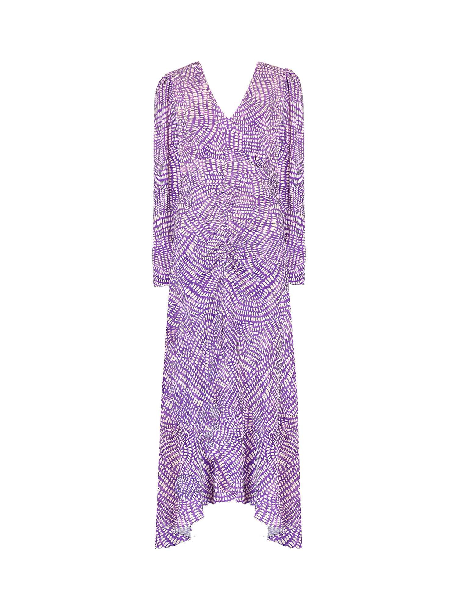 Buy Ro&Zo Petite Geo Print Ruched Front Midi Dress, Purple/Multi Online at johnlewis.com