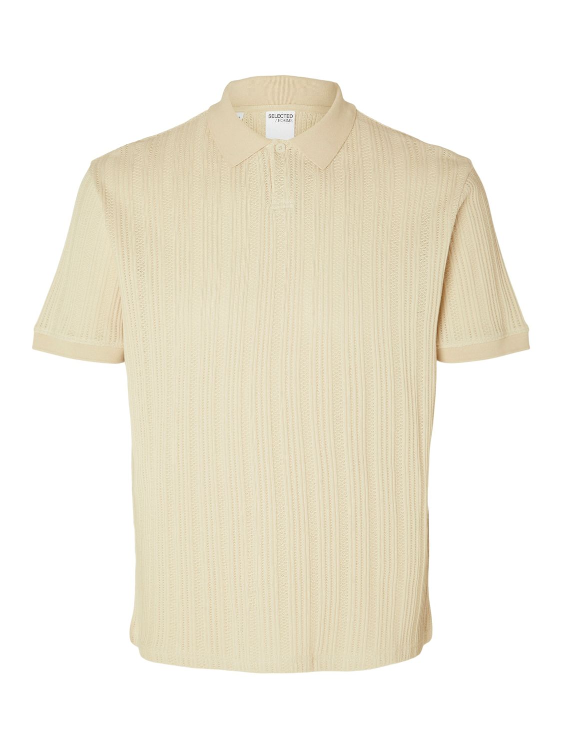 SELECTED HOMME Jaden Organic Cotton Jacquard Polo Shirt, Fog, S